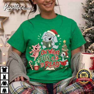 Elephant Piggie Christmas Oh What Fun It Is To Read Bookish T Shirt (4)