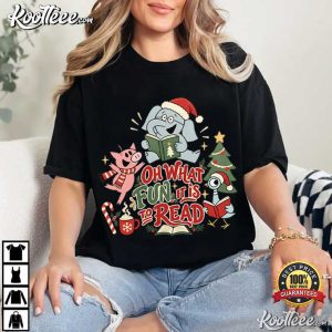 Elephant Piggie Christmas Oh What Fun It Is To Read Bookish T Shirt (1)