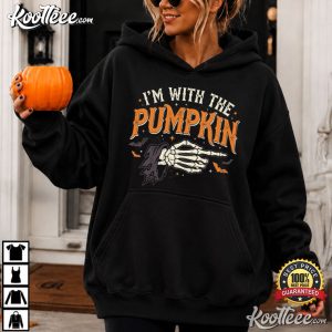 Halloween I'm With Pumpkin Fall Seasonal Funny T Shirt (4)