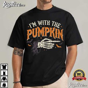 Halloween I'm With Pumpkin Fall Seasonal Funny T Shirt (1)