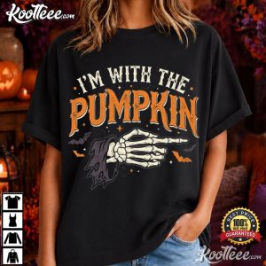 Halloween I'm With Pumpkin Fall Seasonal Funny T Shirt (3)