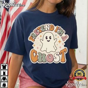 Pretend Im A Ghost Lazy Halloween Costume Cute Retro T Shirt (4)