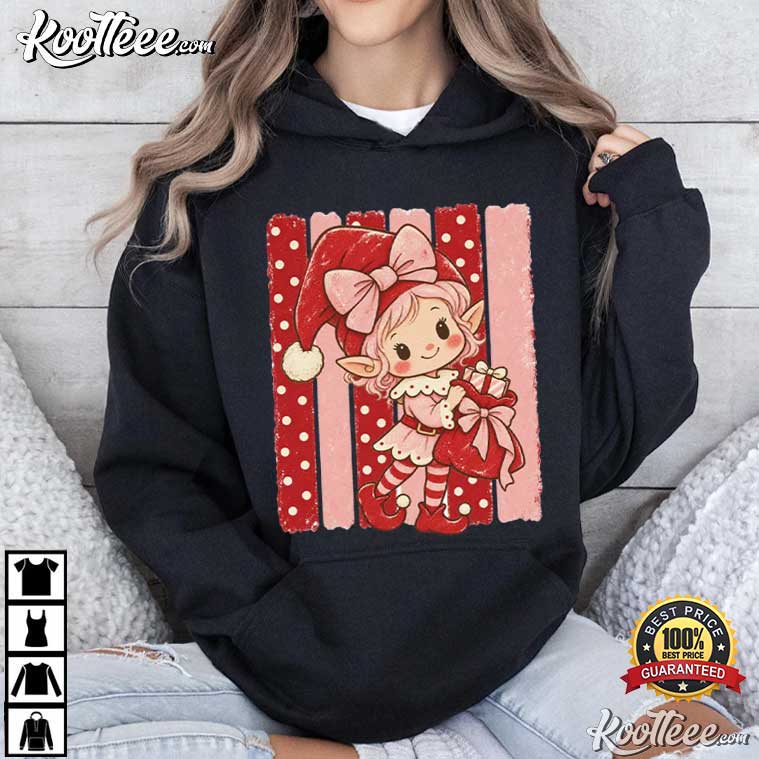 Cute Pink Christmas Elf Holiday Retro Santa Helper T-Shirt Cute Pink Christmas Elf Holiday Retro Santa Helper T-Shirt