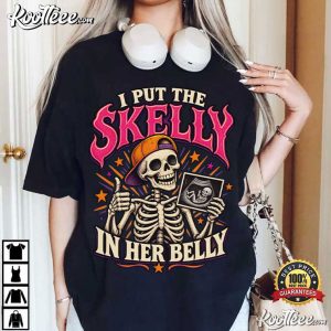 Halloween Skelly In My Belly Skeleton Dad Pregnancy Funny T Shirt (2)