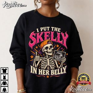 Halloween Skelly In My Belly Skeleton Dad Pregnancy Funny T Shirt (3)