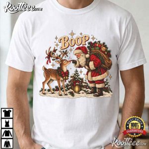 Santa Rudolph Christmas Funny Boop Reindeer Vintage Holiday T Shirt (1)