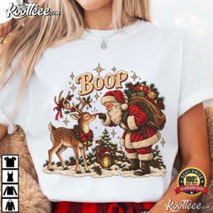Santa Rudolph Christmas Funny Boop Reindeer Vintage Holiday T Shirt (2)