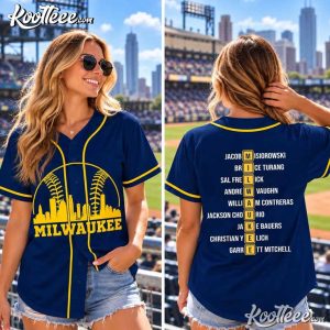 Milwaukee Baseball Skyline Sports Fan Gift Baseball Jersey (1)