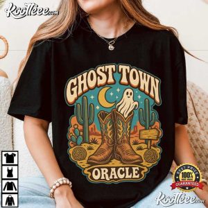 Spooky Cowboy Boots Retro Western Ghost Town Halloween T Shirt (1)