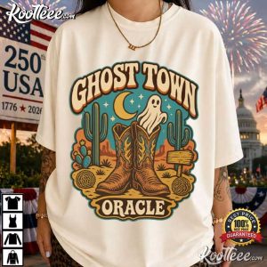 Spooky Cowboy Boots Retro Western Ghost Town Halloween T Shirt (2)