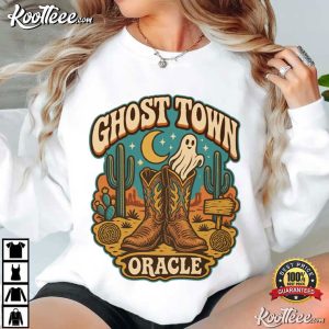 Spooky Cowboy Boots Retro Western Ghost Town Halloween T Shirt (3)