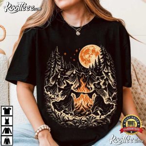 Boho Witchy Womens Dancing Witches Halloween T Shirt (1)