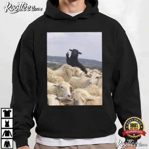 Black Sheep Flipping Off Sheep Graphic Funny Sarcastic Animal T Shirt (4)