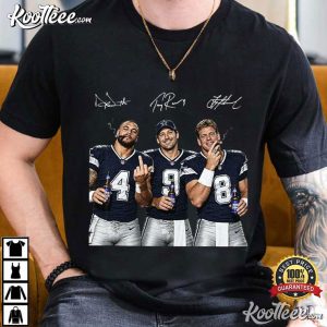 Dallas Cowboys Dak Prescott Tony Romo And Troy Aikman Football T Shirt (4)