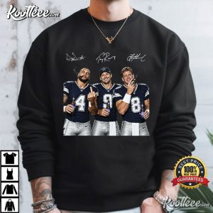 Dallas Cowboys Dak Prescott Tony Romo And Troy Aikman Football T-Shirt Dallas Cowboys Dak Prescott Tony Romo And Troy Aikman Football T Shirt (1)