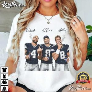Dallas Cowboys Dak Prescott Tony Romo And Troy Aikman Football T-Shirt Dallas Cowboys Dak Prescott Tony Romo And Troy Aikman Football T Shirt (2)