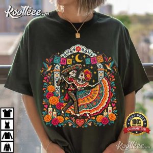 Mexican Day Día De Los Muertos Couple Dancing Skeleton Halloween T Shirt (3)