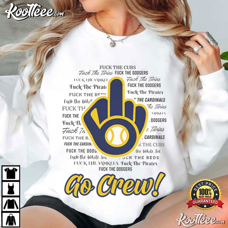 Milwaukee Middle Finger Logo Funny Go Crew Baseball T-Shirt Milwaukee Middle Finger Logo Funny Go Crew Baseball T-Shirt