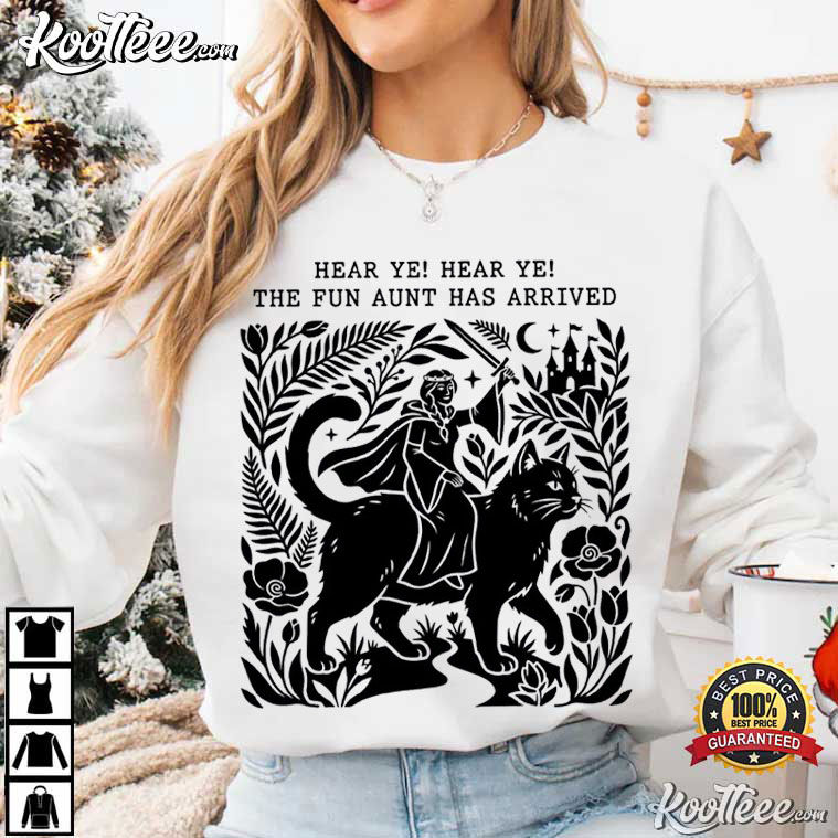 Medieval Fun Aunt Knight Riding Black Cat T-Shirt Medieval Fun Aunt Knight Riding Black Cat T-Shirt