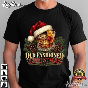 Old Fashioned Christmas Santa Hat Cocktail T Shirt (1)