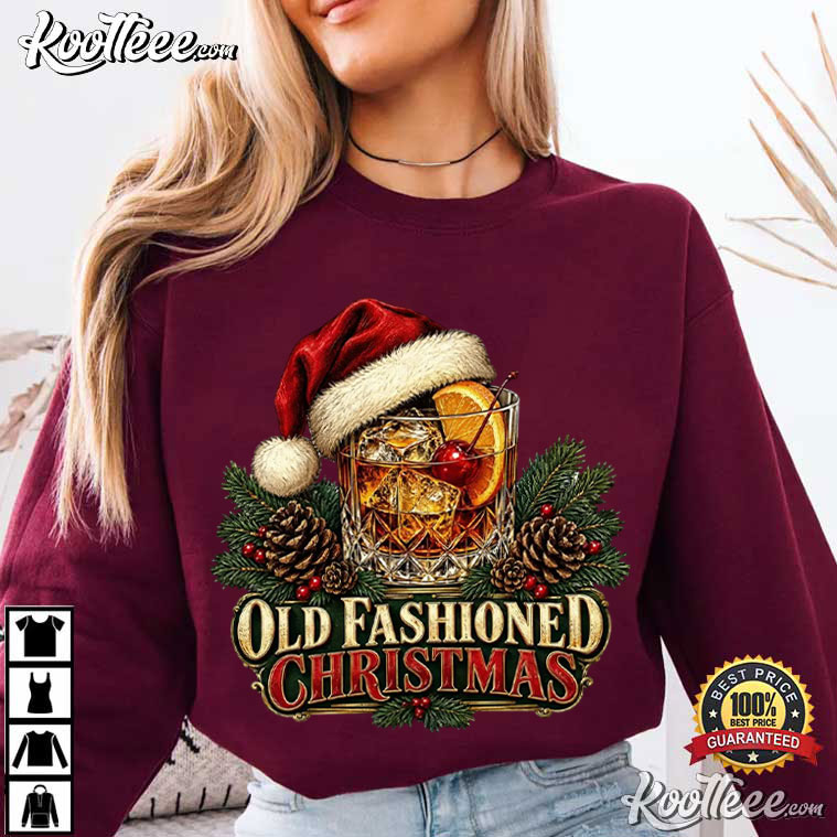Old Fashioned Christmas Santa Hat Cocktail T-Shirt Old Fashioned Christmas Santa Hat Cocktail T-Shirt
