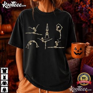 Skeleton Gymnastics Funny Halloween Vintage T Shirt (4)