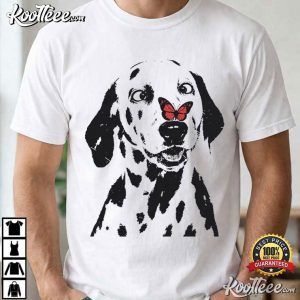 Dalmatian Dog Butterfly On Nose Spotted Dog Lover T Shirt (1)