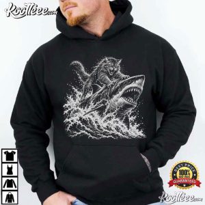 Angry Cat Riding Shark Funny Ocean Animal Graphic T-Shirt Angry Cat Riding Shark Funny Ocean Animal Graphic T Shirt (4)