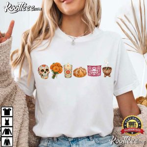 Sugar Skull Cute Mini Day Of The Dead Icons Mexicans Fall Season T Shirt (1)