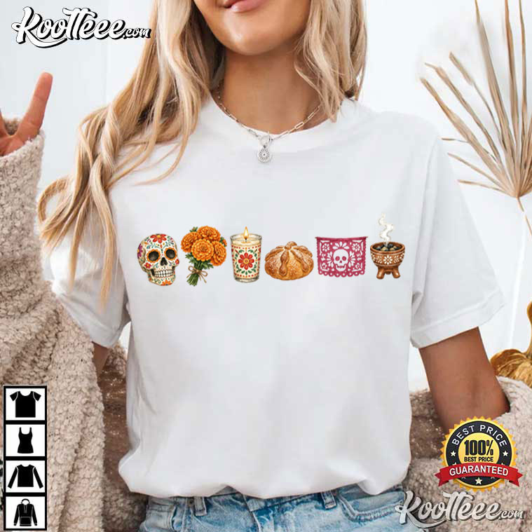 Sugar Skull Cute Mini Day Of The Dead Icons Mexicans Fall Season T-Shirt Sugar Skull Cute Mini Day Of The Dead Icons Mexicans Fall Season T-Shirt