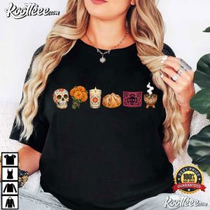 Sugar Skull Cute Mini Day Of The Dead Icons Mexicans Fall Season T Shirt (2)