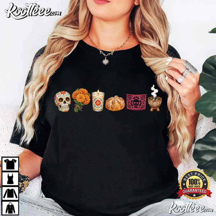 Sugar Skull Cute Mini Day Of The Dead Icons Mexicans Fall Season T-Shirt Sugar Skull Cute Mini Day Of The Dead Icons Mexicans Fall Season T-Shirt