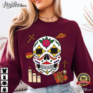 Day Of The Dead Colorful Sugar Skull Dia De Los Muertos T Shirt (3)