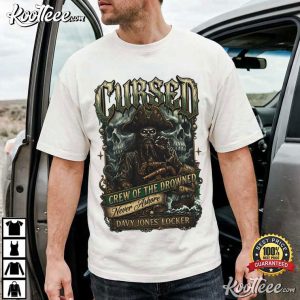 Ghost Pirate Crew Cursed Skeleton Captain Dark Fantasy Nautical T Shirt (1)