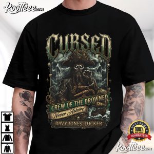 Ghost Pirate Crew Cursed Skeleton Captain Dark Fantasy Nautical T Shirt (2)