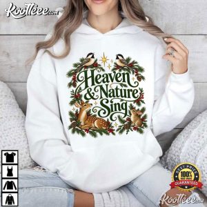 Heaven And Nature Sing Christmas Vintage Woodland Animal Christian Holiday T Shirt (4)