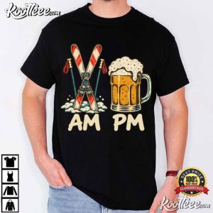 Apres Ski With Retro AM PM Skis And Beer T Shirt (4)