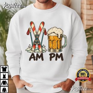 Apres Ski With Retro AM PM Skis And Beer T-Shirt Apres Ski With Retro AM PM Skis And Beer T Shirt (3)