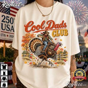 Thanksgiving Father Funny Cowboy Riding Turkey T Shirt (2)