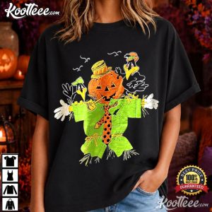 Pumpkin Jack O Lantern Scarecrow Autumn Vintage 90s Black Halloween T Shirt (1)