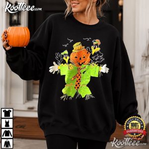 Pumpkin Jack O Lantern Scarecrow Autumn Vintage 90s Black Halloween T Shirt (3)