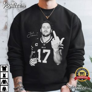 Josh Allen 17 Middle Finger Buffalo Football Quarterback Fan Game Day T Shirt (4)