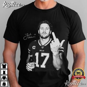 Josh Allen 17 Middle Finger Buffalo Football Quarterback Fan Game Day T Shirt (1)