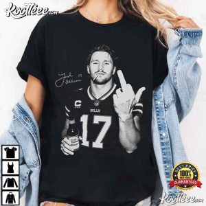 Josh Allen 17 Middle Finger Buffalo Football Quarterback Fan Game Day T Shirt (3)