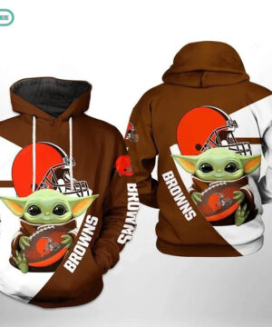 Cleveland Browns NFL baby Yoda Star War 3D Hoodie