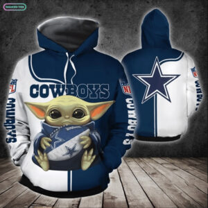 Dallas Cowboys Baby Yoda Cute Hug NFL Logo Hoodie 3D