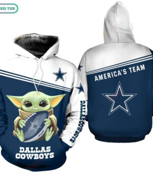 Dallas Cowboys Baby Yoda Hug 3D Hoodie