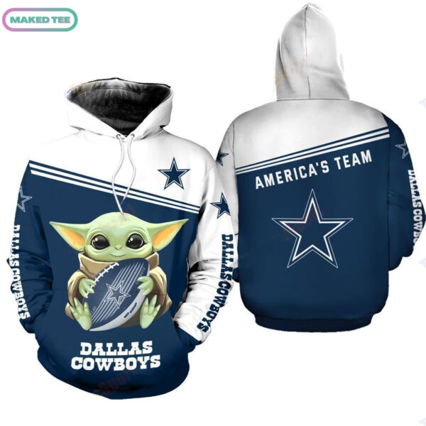 Dallas Cowboys Baby Yoda Hug 3D Hoodie