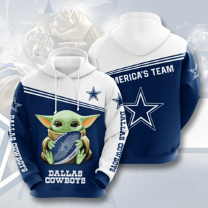 Dallas Cowboys Baby Yoda Hug Logo NFL 3D Hoodie