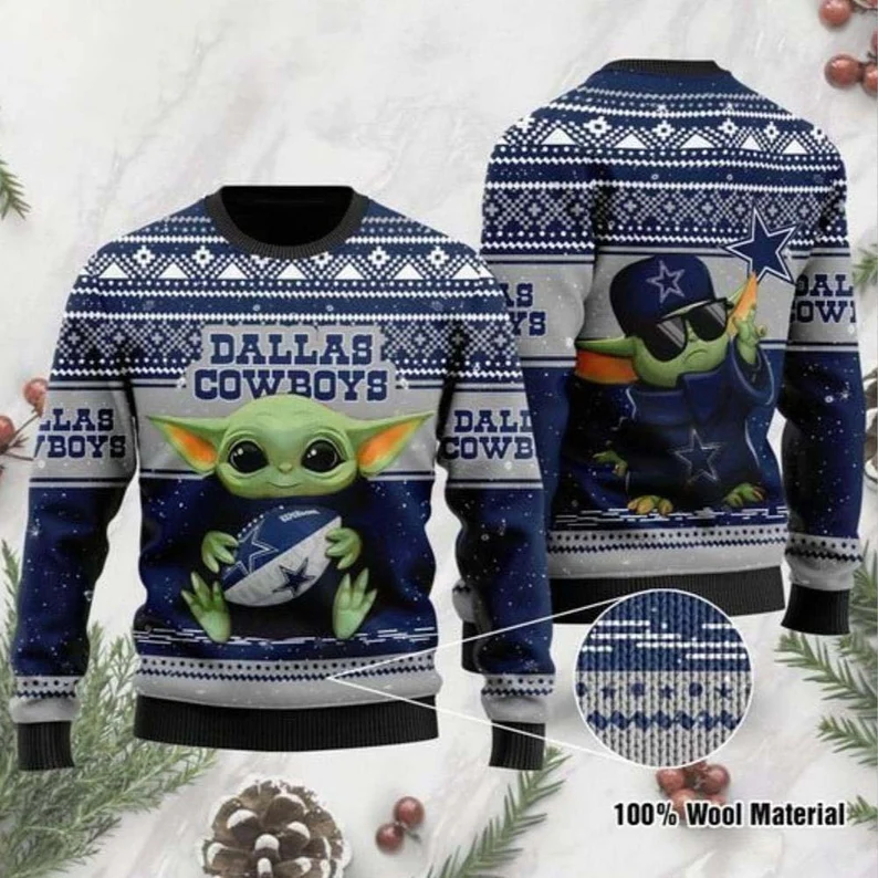 Dallas Cowboys Baby Yoda Ugly Sweater Best Dallas Cowboys Gifts